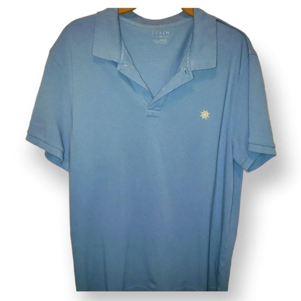 J. Crew Mens Polo Shirt Sz Large Blue EUC